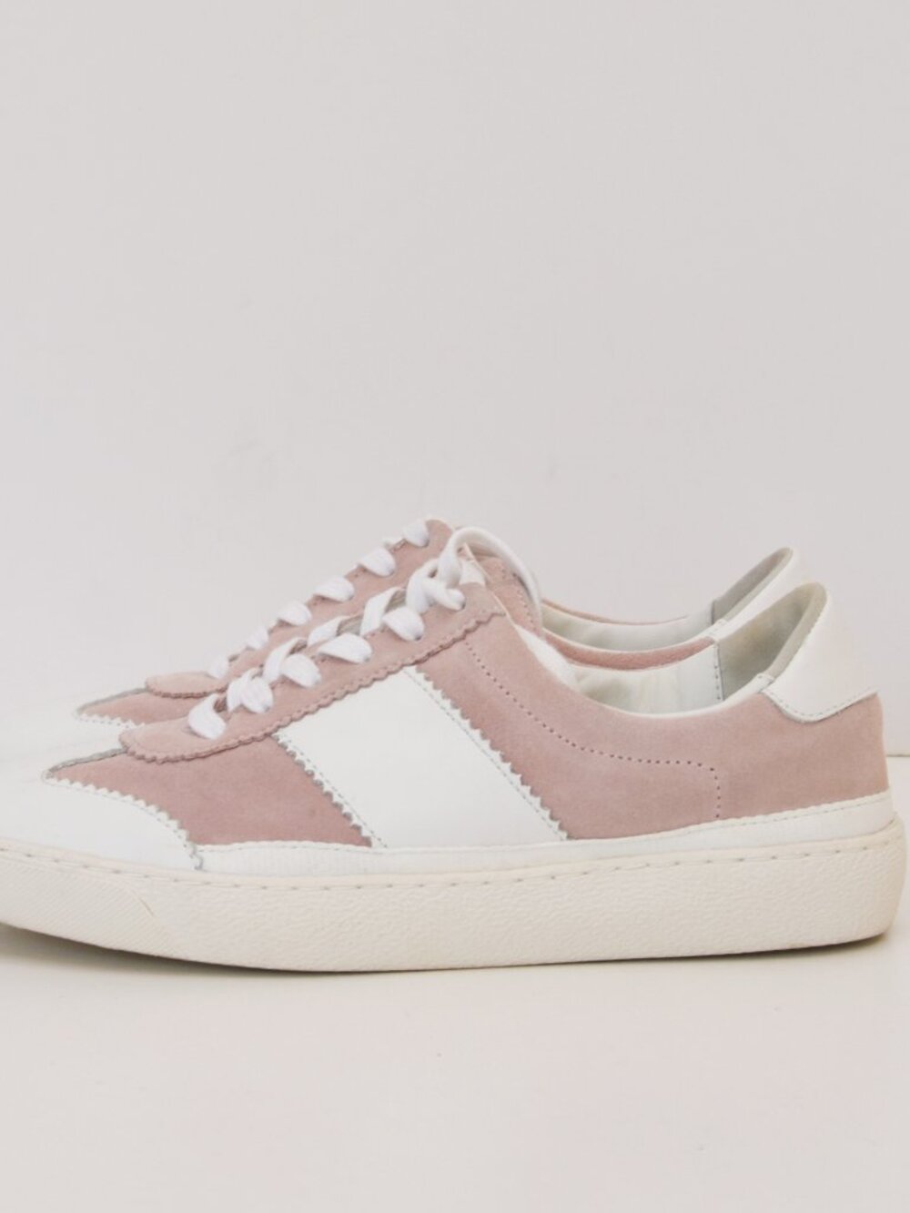 PAIGE Brie Sneaker Pink Suede Leather Low Top Shoes Size 8.5 Womens - Picture 3 of 15
